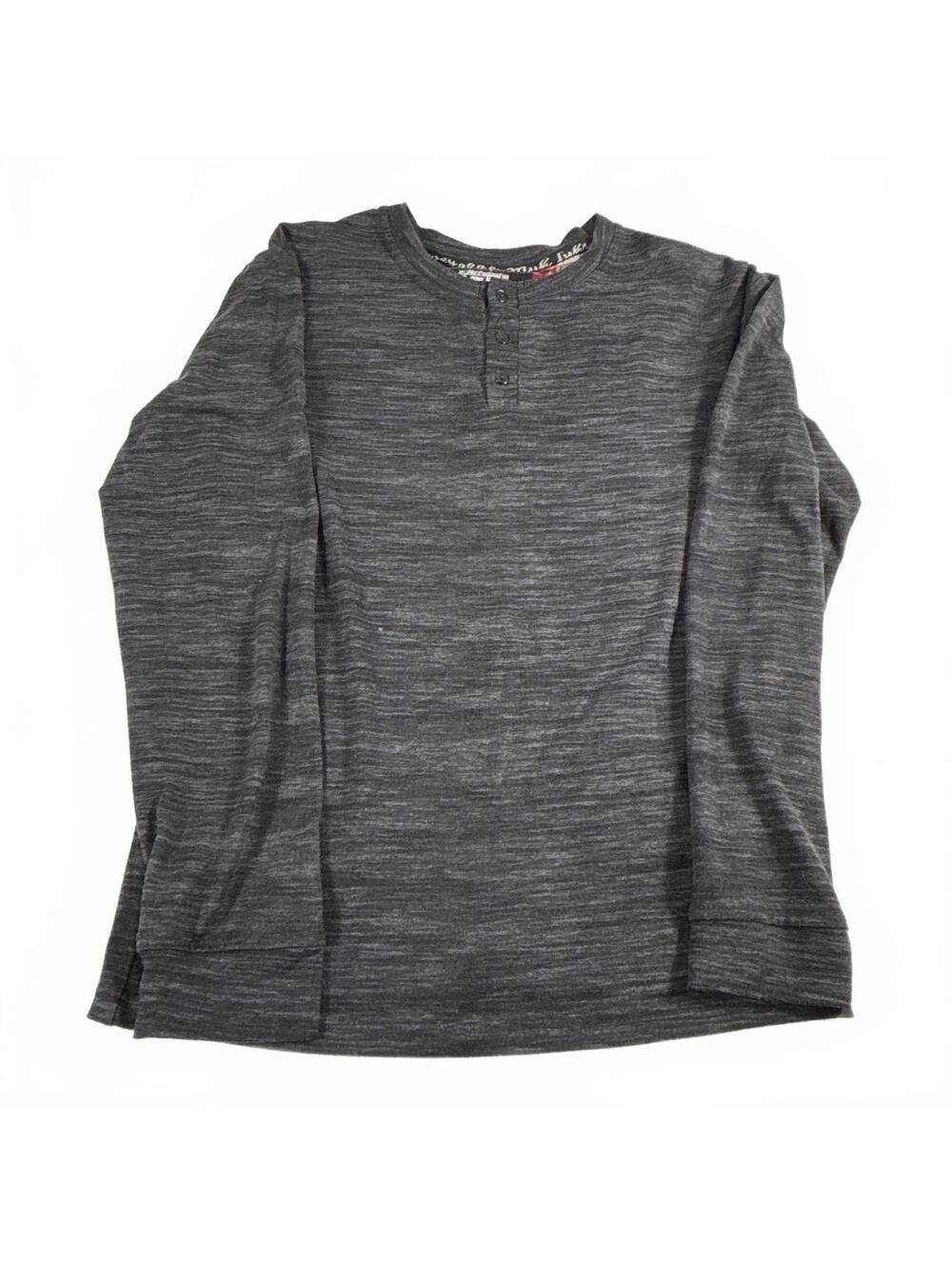 Muk Luks Men's Long Sleeve Heathered Gray Henley Size S